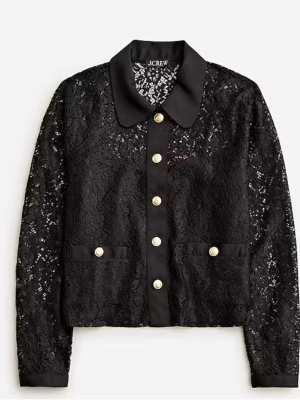 J.Crew Lace Lady Jacket in Black Size S